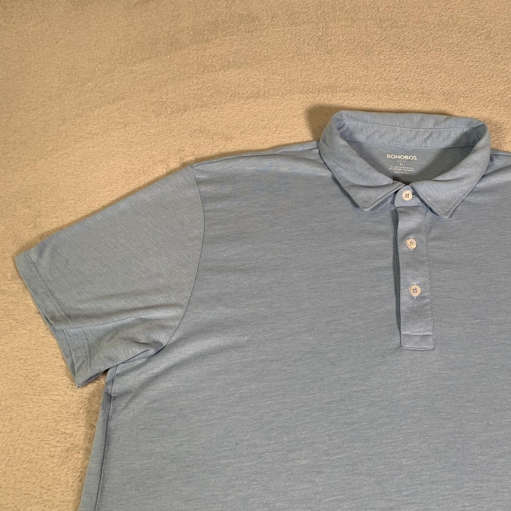 Bonobos Polo Shirt Mens XL Blue Solid Slim Fit DRYTEK Performance Stretch Office